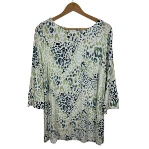 Chico's‎ Supremely Soft Colorful Leopard Tunic Top Women's 2 (Large) Boat Neck
